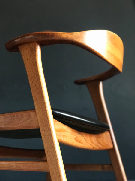 Erik Kirkegaard no 49 teak desk chair with black vinyl • Danish • retro • mid century