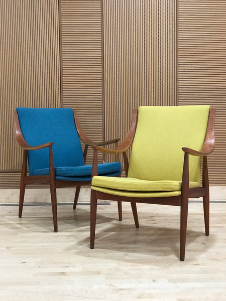 Peter Hvidt and Orla Mølgaard-Nielsen FD146 mid-century teak armchairs