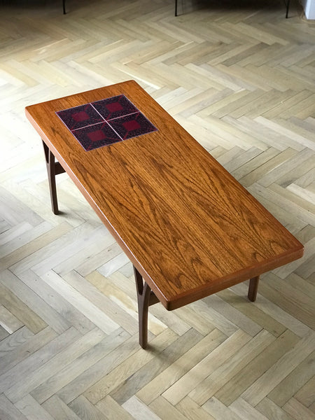 Danish Trioh teak and tiled coffee table