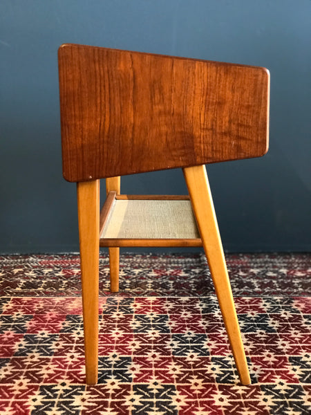 Swedish mid-century teak and beech bedside table