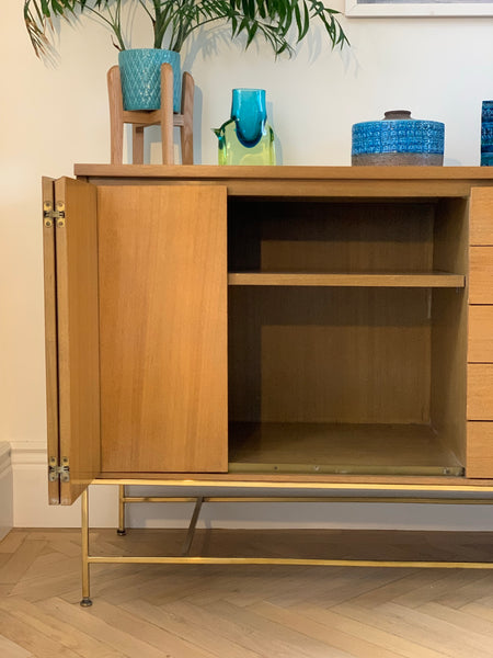 Paul McCobb for Calvin Furniture. Mahogany and brass sideboard/credenza