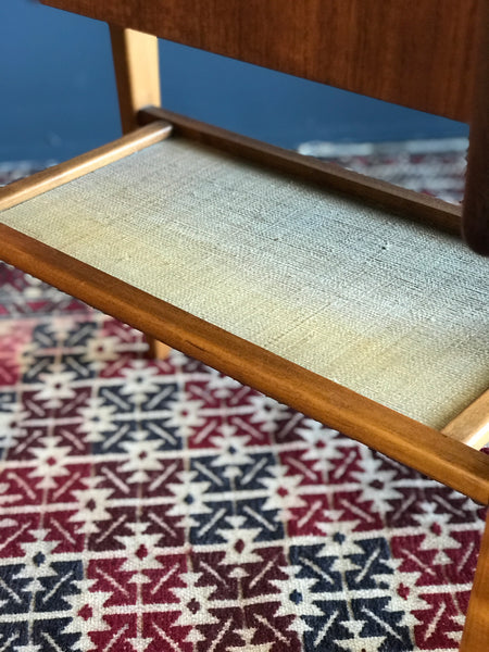 Swedish mid-century teak and beech bedside table