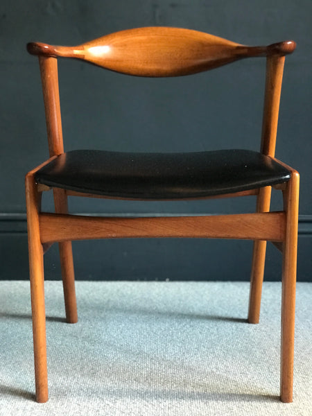 Erik Kirkegaard no 49 teak desk chair with black vinyl • Danish • retro • mid century