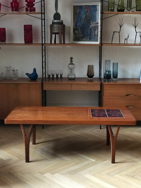 Danish Trioh teak and tiled coffee table
