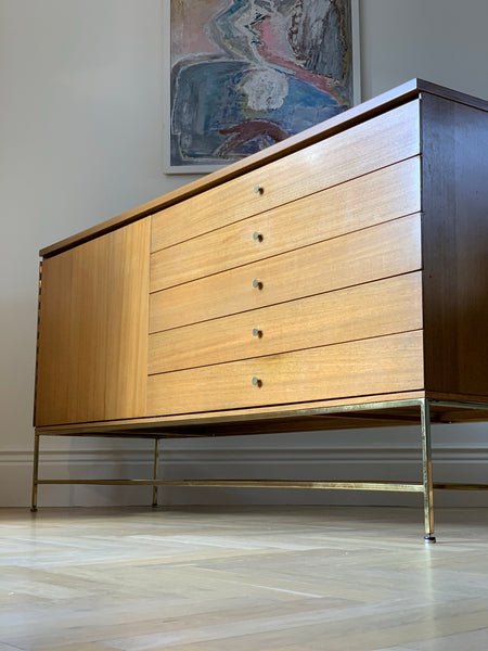 Paul McCobb for Calvin Furniture. Mahogany and brass sideboard/credenza