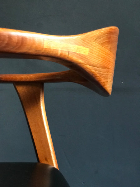 Erik Kirkegaard no 49 teak desk chair with black vinyl • Danish • retro • mid century