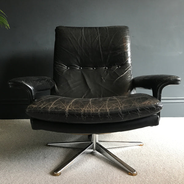 Mid-century black leather armchair