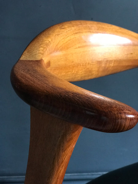 Erik Kirkegaard no 49 teak desk chair with black vinyl • Danish • retro • mid century