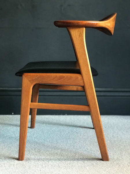 Erik Kirkegaard no 49 teak desk chair with black vinyl • Danish • retro • mid century