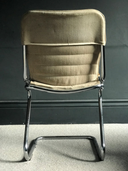 Tan leather and chrome cantilever 70s Italian chairs