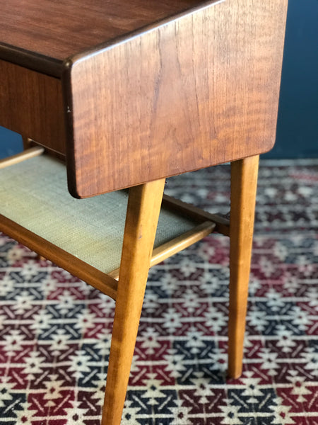 Swedish mid-century teak and beech bedside table