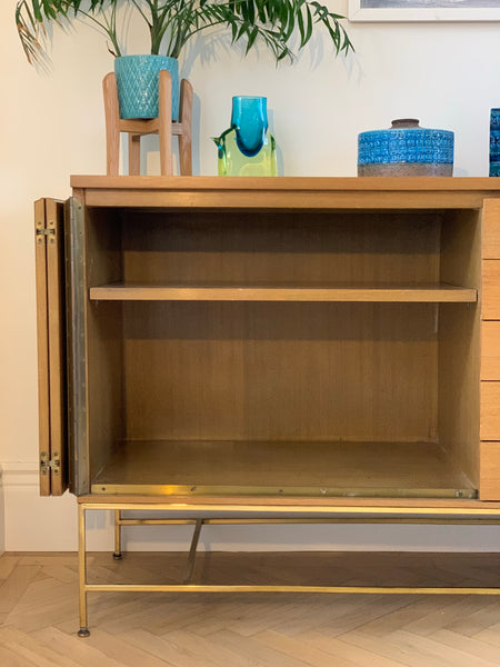 Paul McCobb for Calvin Furniture. Mahogany and brass sideboard/credenza