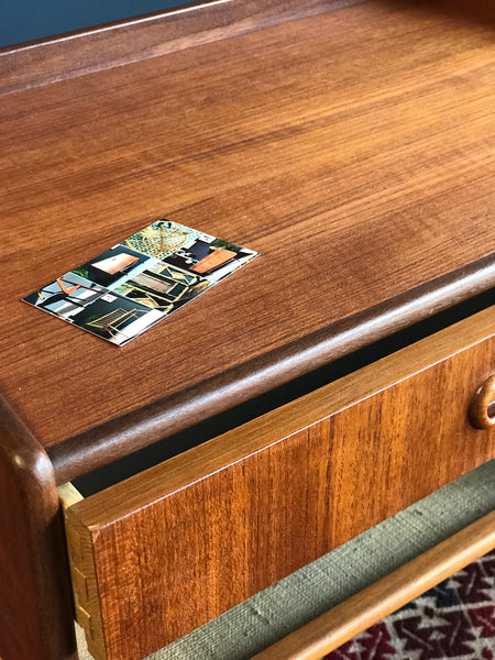 Swedish mid-century teak and beech bedside table
