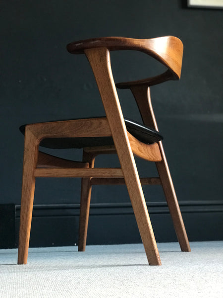 Erik Kirkegaard no 49 teak desk chair with black vinyl • Danish • retro • mid century