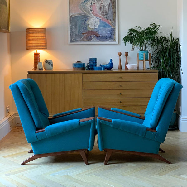 Pair of Greaves and Thomas 1960s mid-century lounge chairs