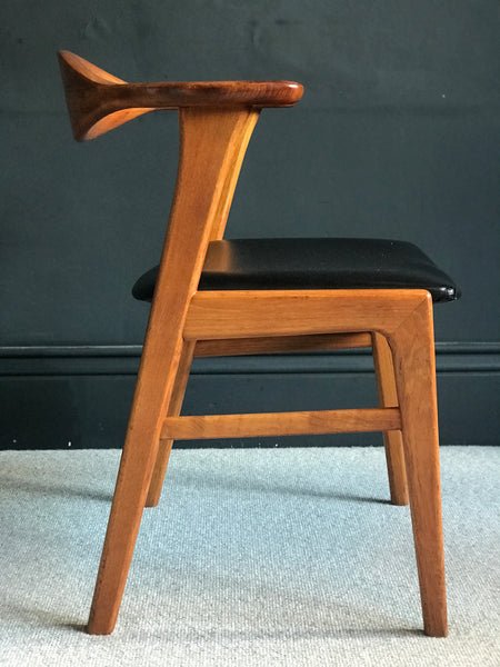 Erik Kirkegaard no 49 teak desk chair with black vinyl • Danish • retro • mid century