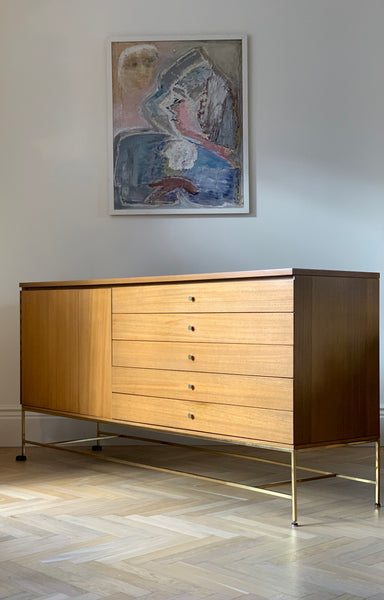 Paul McCobb for Calvin Furniture. Mahogany and brass sideboard/credenza