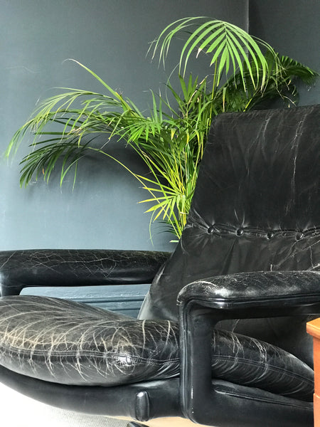 Mid-century black leather armchair