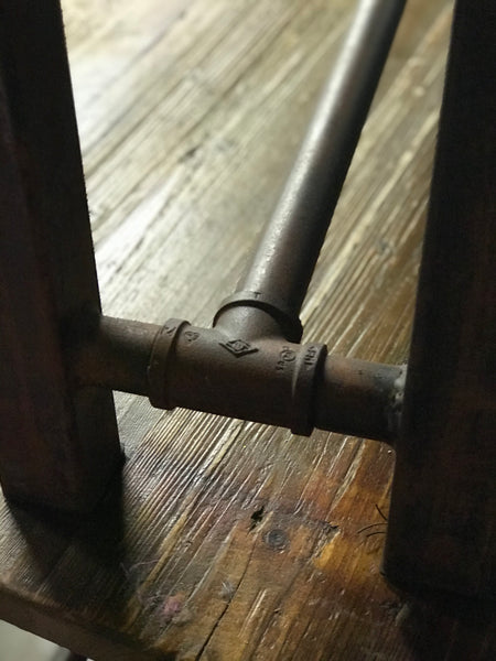 Industrial timber and steel dining table and benches