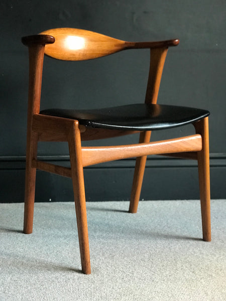 Erik Kirkegaard no 49 teak desk chair with black vinyl • Danish • retro • mid century