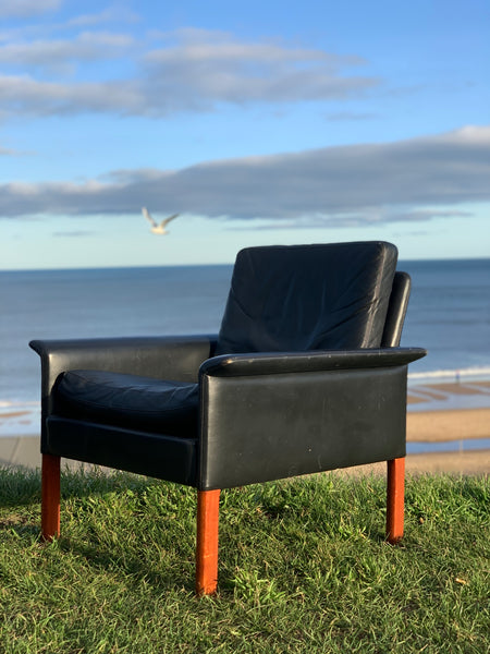Danish leather armchairs, designed by Hans Olsen for CS Mobler