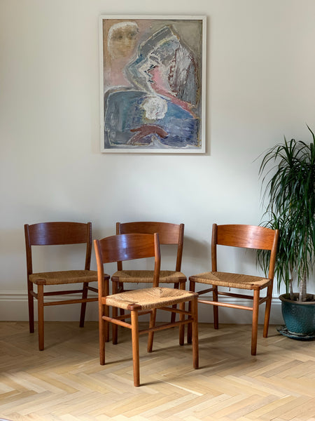 Børge Mogensen model no.157 dining chairs in oak and teak