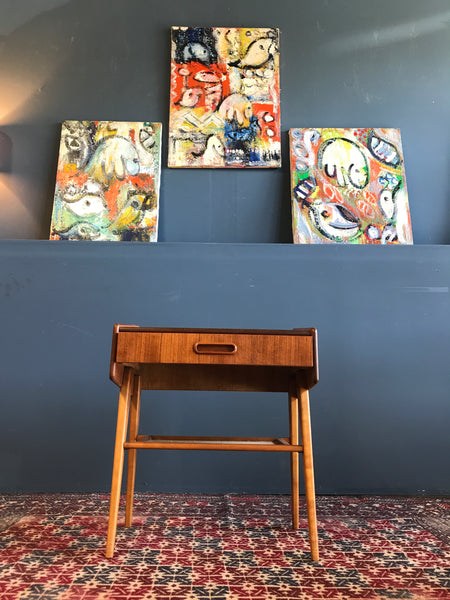 Swedish mid-century teak and beech bedside table