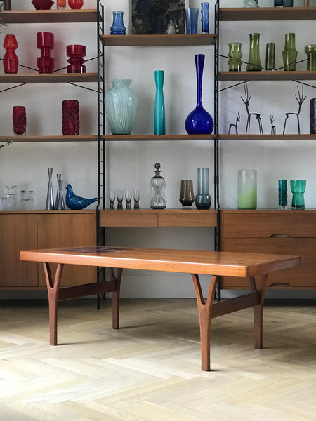 Danish Trioh teak and tiled coffee table