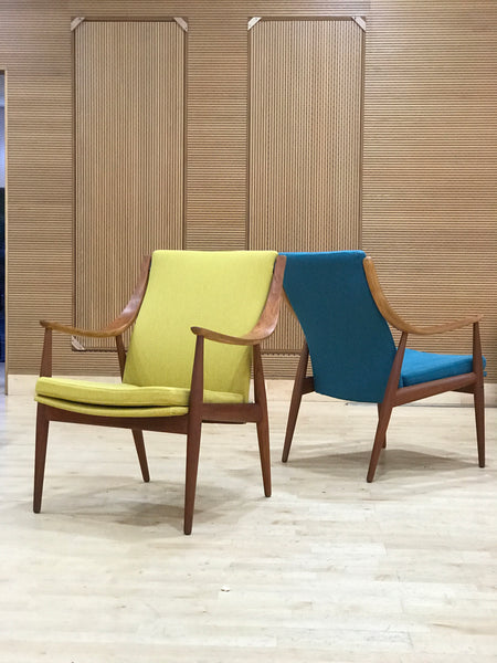Peter Hvidt and Orla Mølgaard-Nielsen FD146 mid-century teak armchairs