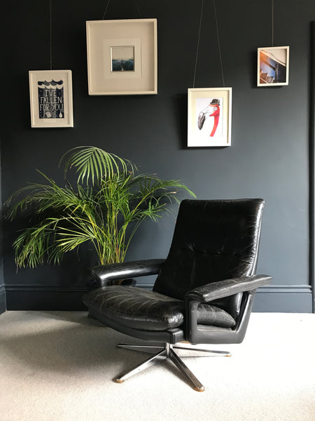 Mid-century black leather armchair
