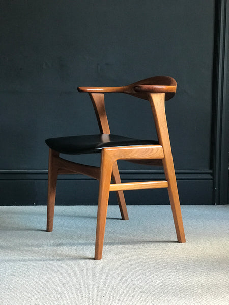 Erik Kirkegaard no 49 teak desk chair with black vinyl • Danish • retro • mid century