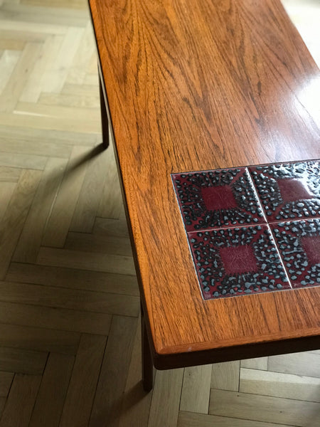Danish Trioh teak and tiled coffee table