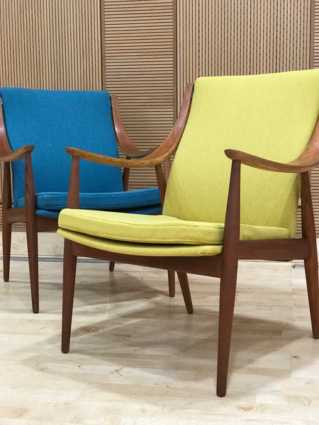 Peter Hvidt and Orla Mølgaard-Nielsen FD146 mid-century teak armchairs