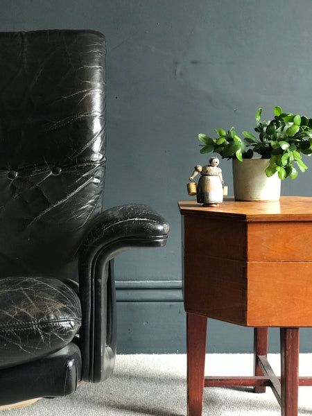 Mid-century black leather armchair