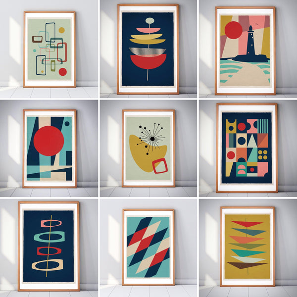 MCM inspired geometric artwork prints posters