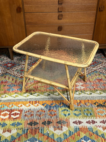 Bamboo and glass retro coffee table