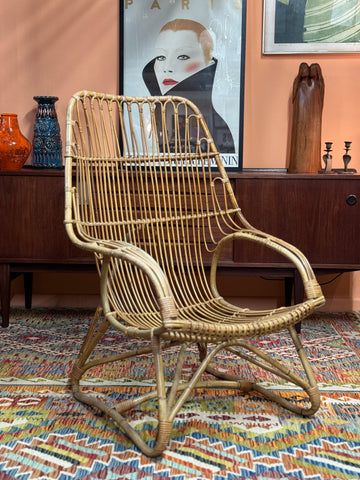 France Albini style bamboo lounge chair