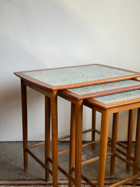 Danish nest of tables with tiled tops