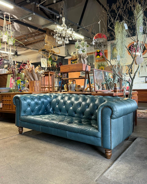 Blue Leather Alexander & James Chesterfield Sofa