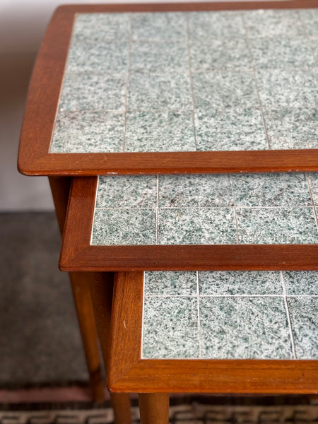 Danish nest of tables with tiled tops