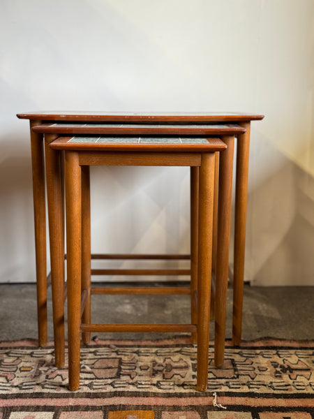 Danish nest of tables with tiled tops