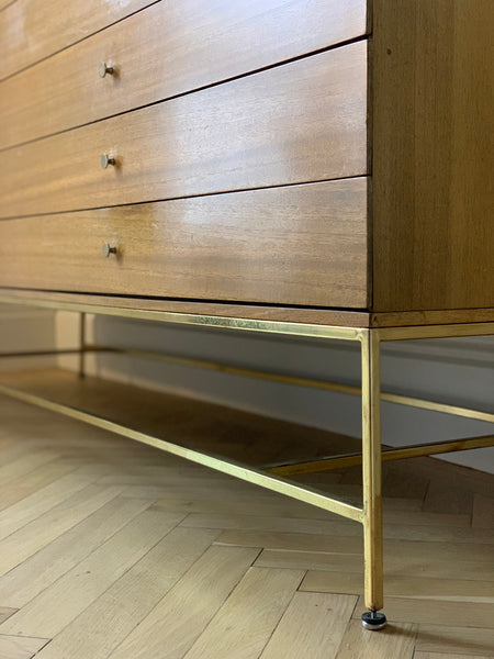 Paul McCobb for Calvin Furniture. Mahogany and brass sideboard/credenza