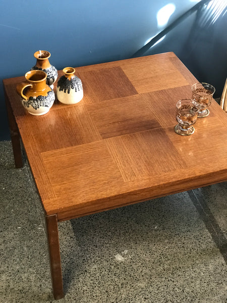 PS Heggen chequerboard teak mid century coffee table • retro • vintage