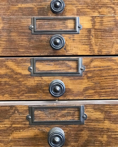Large bank of oak drawers • antique • vintage