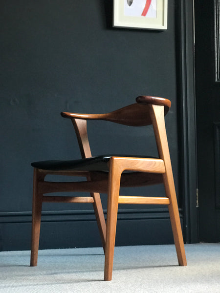 Erik Kirkegaard no 49 teak desk chair with black vinyl • Danish • retro • mid century