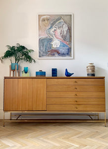 Paul McCobb for Calvin Furniture. Mahogany and brass sideboard/credenza