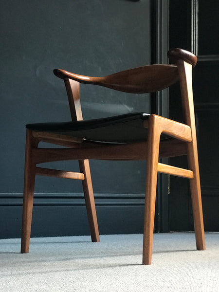 Erik Kirkegaard no 49 teak desk chair with black vinyl • Danish • retro • mid century