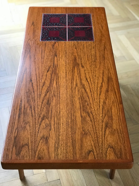 Danish Trioh teak and tiled coffee table