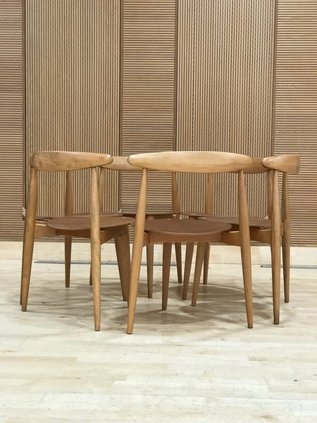 Hans Wegner ‘heart’ FH 4103 teak and beech dining chairs (6)