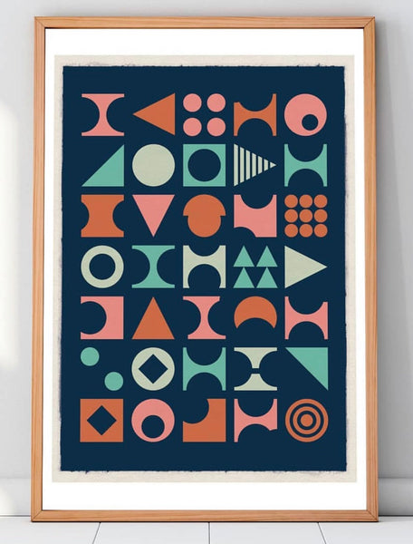 MCM inspired geometric artwork prints posters